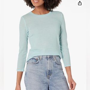 Vince lightweight basic essential slim fit crew tshirt sz L 3/4 long sleeve